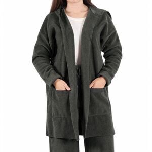 Henriette Steffensen Copenhagen Fleece Hooded Cardigan Longline Sweater Jacket